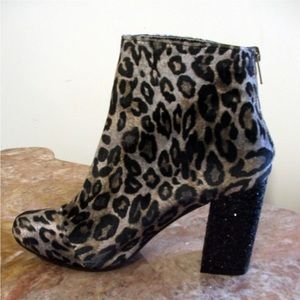 ‼️SOLD‼️Not Rated Women's Cherry Leopard Velvet Glitter Heel Ankle Boot